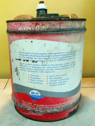 Vintage AMERICAN OUTBOARD MOTOR OIL 5 Gallon Can Standard Oil 2