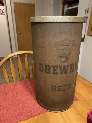 Vintage Drewrys Beer Tall Metal Ashtray In Really