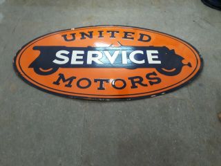 Porcelain United Service Motor Sign Size 20 X 36 Inches Double Sided