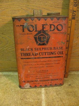 Vintage Toledo 1 Gallon Pipe Threader Threading Cutting Oil Toledo Ohio Tin Can