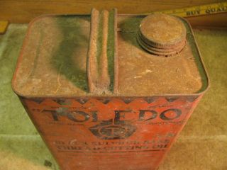 Vintage Toledo 1 Gallon Pipe Threader Threading Cutting Oil Toledo Ohio Tin Can 4