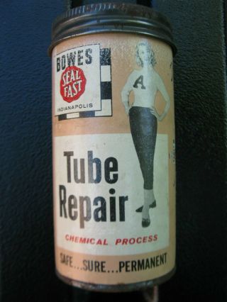 Bowes Seal Fast Tire Tube Repair Patch Kit Can Rare Old Advertising Gas Oil 50s
