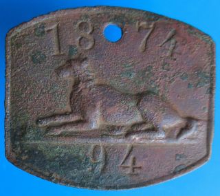 Poland - Old 1874 Dog Tax Tag - More On Ebay.  Pl