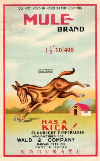 Mule Brand Firecracker Brick Label,  Class 3,  10/400 