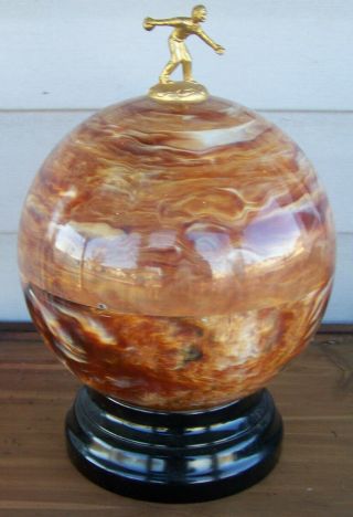 Vintage Bowling Ball Decanter With Shot Glasses And Pump Dispenser