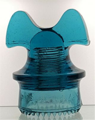 Glass Insulator Mickey Mouse Cd 257 Hemingray Ein 100 Hemi Blue With Fizz