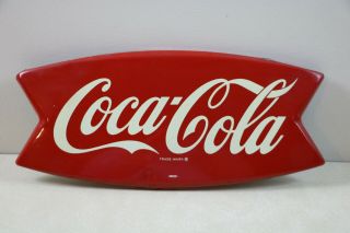 Coca Cola Fishtail Metal Die Cut Rack Sign Paint