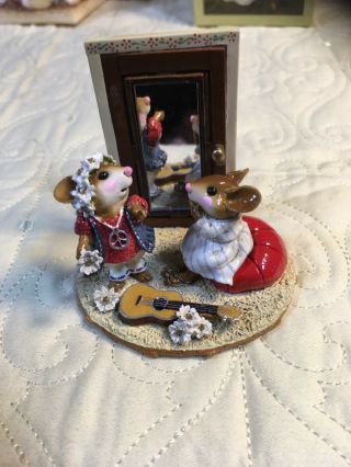 Wee Forest Folk A Stitch In Time 1970s Red & White Ltd - 10 (d) Guitar Mirror Mice