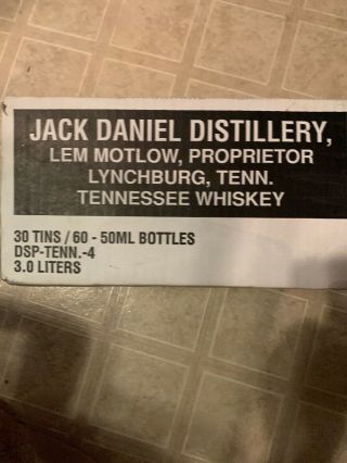 1 Complete Case Of 30Jack Daniels Antique Metal Box Tins  50 ML Bottles 7