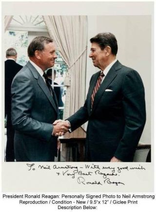 President Ronald Reagan: Signed And Inscribed Photograph To Neil Armstrong,  1986