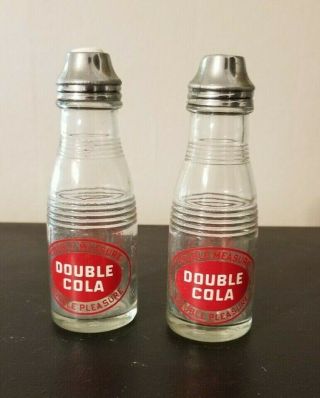 Vintage Double Cola Salt And Pepper Shakers Old Soda Advertising
