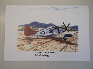 Rare Tuskegee Airmen Hand Signed 18 " X 12 " Color Print Defour & Montgomery