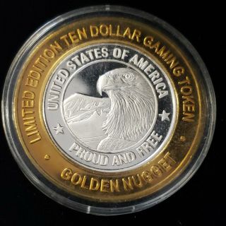 2002 S Golden Nugget Casino 999 Silver Strike $10 Eagle Head Token 5GNC0268 3