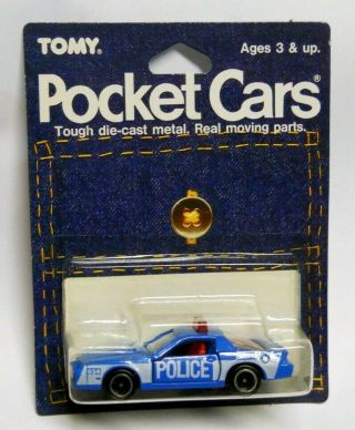 Vintage Tomy Pocket Cars - Tomica Chevrolet Camaro Z - 28 Police Car On Card