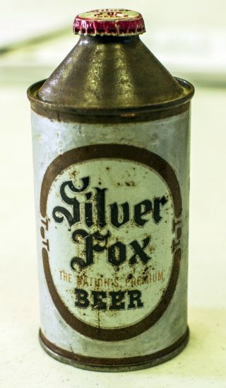 Silver Fox Beer 12oz Cone Top Can W/ Cap