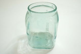 Antique Frank H Stewart & Co Phila Embosses Glass Unique Square 6.  5 " Jar Battery