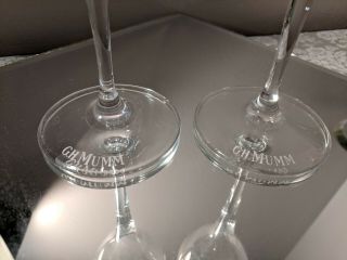 2 G.  H.  MUMM Champagne Glasses Flute Tulip Shaped Glasses Red Ribbon w Eagle 7.  5” 2