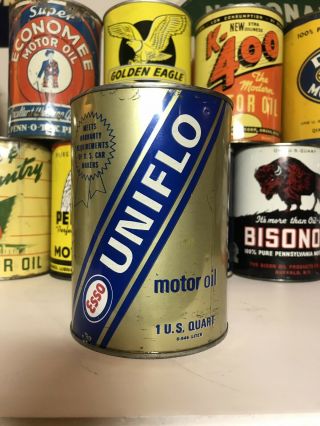 Rare Esso Uniflo 1 Quart Motor Oil Can,  Oil Can Rare,  Full Can