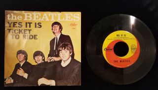 THE BEATLES - Ticket To Ride/Yes It Is - 45RPM Vinyl Record w Picture Sleeve 2