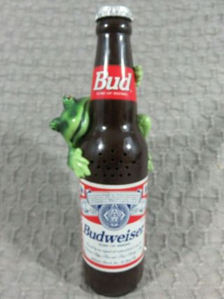 Budweiser Frog Beer 10 " Bottle Tap Keg Handle Bud 1995 Euc Talks " Budweiser "