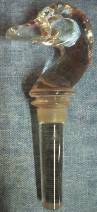 Crystal Glass Duck Head Decanter Stopper Liquor Wine Bottle 5 1/2 " L No Chips