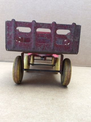 Vtg Marx or Wyandotte or Girard Pressed Steel Truck and Stake Trailer Toy Truck 5