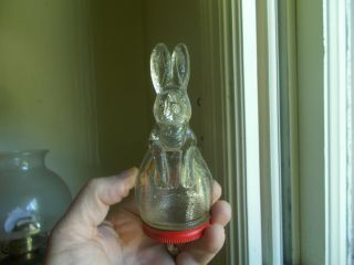 Antique 1920s Figural Rabbit In Easter Egg Victory Glass Candy Container & Lid