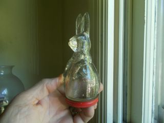 ANTIQUE 1920s FIGURAL RABBIT IN EASTER EGG VICTORY GLASS CANDY CONTAINER & LID 2
