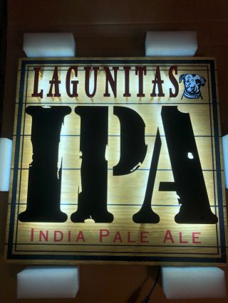 Lagunitas Ipa India Pale Ale Led Beer Sign Metal Letter On Wood 16.  5 W X 16.  5