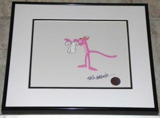 The Pink Panther 1970s Framed Production Cel Signed Friz Freleng
