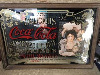 Vintage Coca - Cola Relieves Fatigue Soda Mirror Wall Hanging 9 