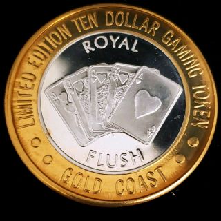 1994 Ct Gold Coast Casino.  999 Silver Strike $10 Royal Flush Game Token 6gcx9421