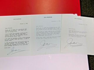 Joan Crawford - 3x Typed Letters Signed " Joan " In Pen Barbados Whats My Line 1961
