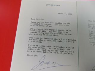JOAN CRAWFORD - 3x TYPED LETTERS SIGNED 