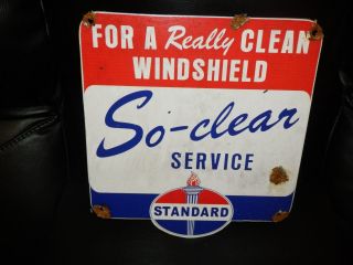 Antique Style Porcelain Look Standard Oil Windshield Dealer Service Sign
