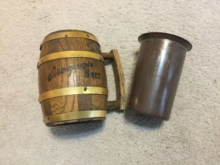 IROQUOIS BEER MUG wooden barrel style with insert 2
