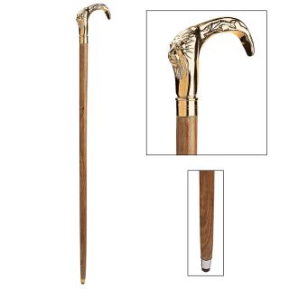 Elegant Lion Brass Handle Polished Hardwood Cane Walking Stick 36 "