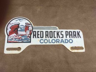 Old Red Rocks Park Colorado Souvenir Metal Advertising License Plate Topper