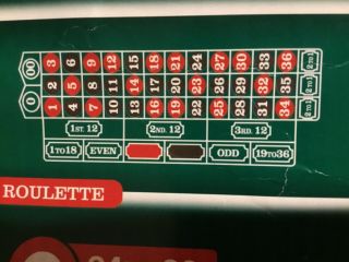 Green Felt Roulette Game Layout 36” X 72” With Instructions $33
