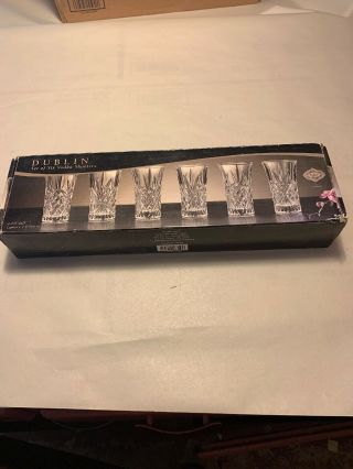 Set Of 6 Dublin Vodka Shooters Clear Crystal Vintage Shot Drinking Glass Party