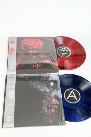 Resident Evil 1 & 2 Soundtracks Vinyl Record Lp Red And Blue Swirl Variants