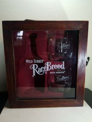 Wild Turkey Rare Breed Bourbon Wooden Box With 2 Glasses