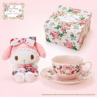 Sanrio My Melody x Laura Ashley Plush Doll & Tea Cup Saucer Set F/S Japan 5