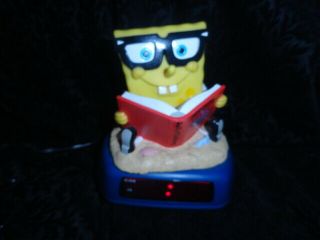 Spongebob Squarepants Digital Alarm Clock Reading Jelly Fishing Book 2003 Viacom