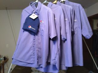 4 Pepsi Cola Work Uniform Short Sleeve Shirts And Beanie Hat 3 Large - 1 X Large