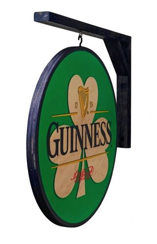 Guinness Shamrock double - sided pub sign - 14 inch diameter includes bracket 2