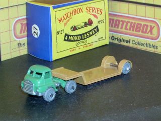 Matchbox Moko Lesney Bedford Low Loader 27 A2 Mw Braces Sc4 Exc & Crafted Box