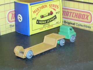 Matchbox Moko Lesney Bedford Low Loader 27 a2 MW braces SC4 EXC & crafted box 2