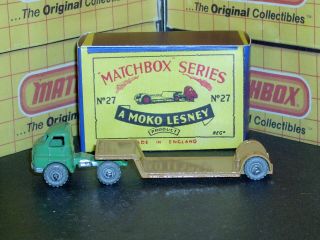 Matchbox Moko Lesney Bedford Low Loader 27 a2 MW braces SC4 EXC & crafted box 3