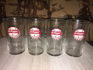 Vintage Dr Pepper Bottle Cap Juice Glass Set (4)
